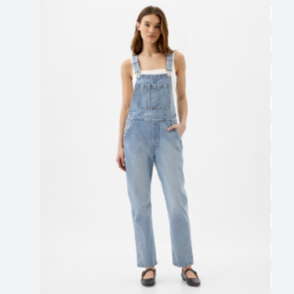 GAP - Slouchy Med-Wash Denim Overalls - S - Picture 1 of 8